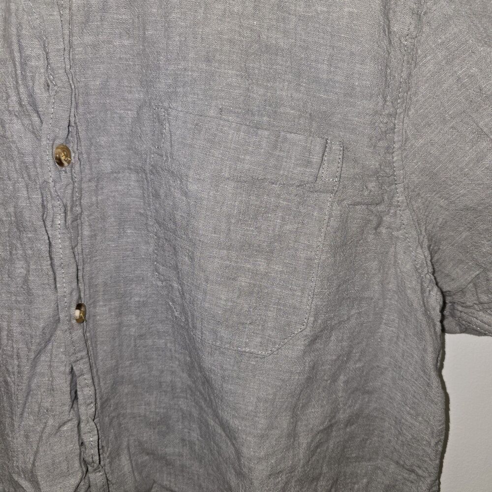 Tenth Ocean Shirt Large Washable Linen Short Sleeve Spread Collar Gray (C) - Picture 5 of 8